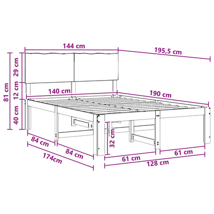 Dobbelt Sengestel med Hovedgærde ROSTOCK Hvid 140 x 190 cm