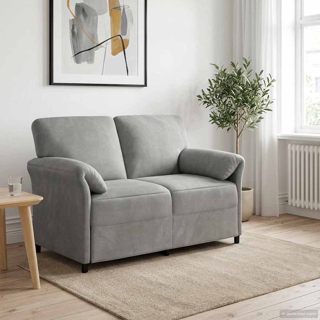 2-personers sofa Lysegrå 138 x 83 x 95 cm Fløjl billede