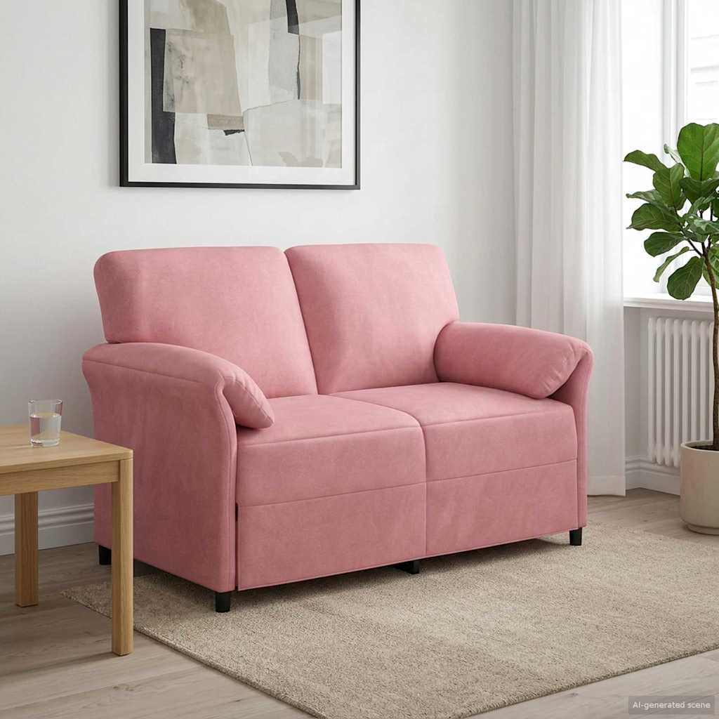 2-personers sofa Lyserød 138 x 83 x 95 cm Fløjl billede