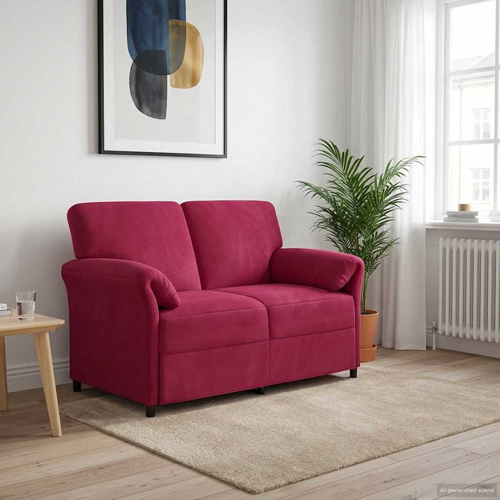 2-personers sofa Vinrød 138 x 83 x 95 cm Fløjl billede
