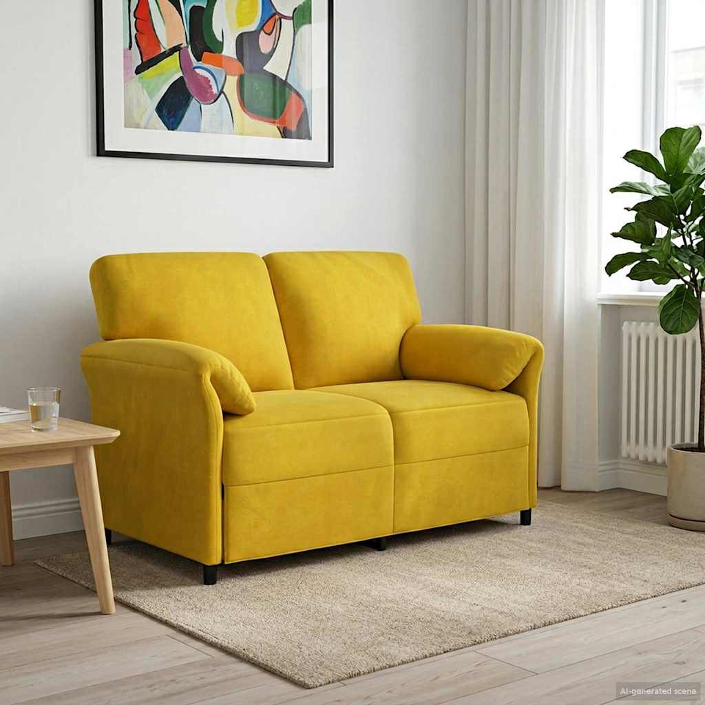2-personers sofa Gul 138 x 83 x 95 cm Fløjl billede