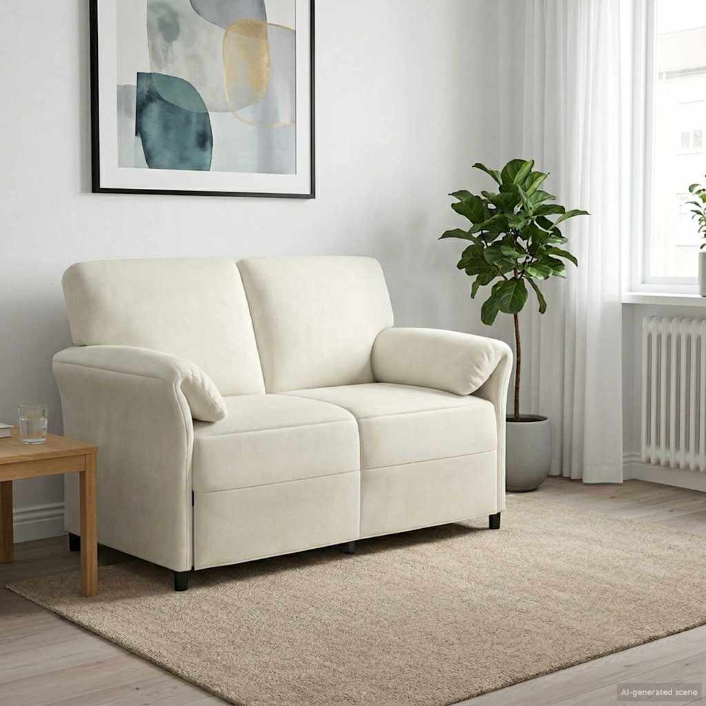 2-personers sofa Cremefarvet 138 x 83 x 95 cm Fløjl billede