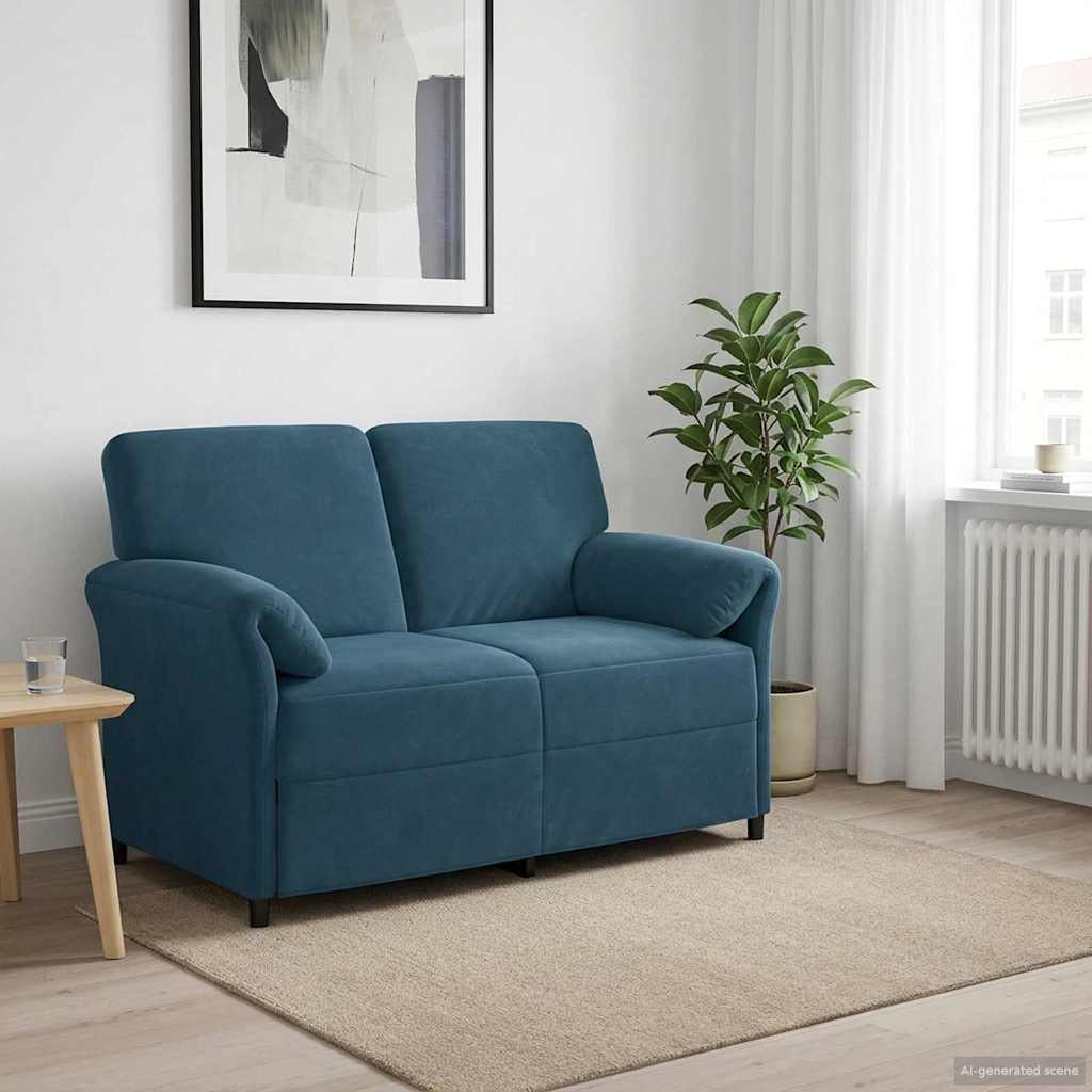 2-personers sofa Blå 138 x 83 x 95 cm Fløjl billede