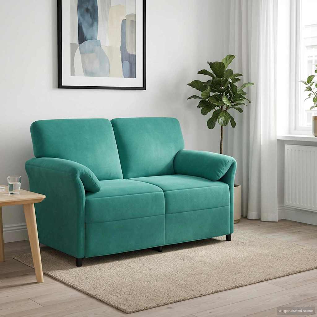 2-personers sofa Turkis 138 x 83 x 95 cm Fløjl billede