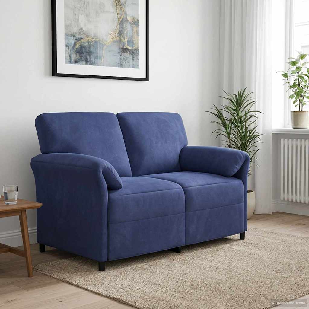 2-personers sofa Politi blå 138 x 83 x 95 cm Fløjl billede