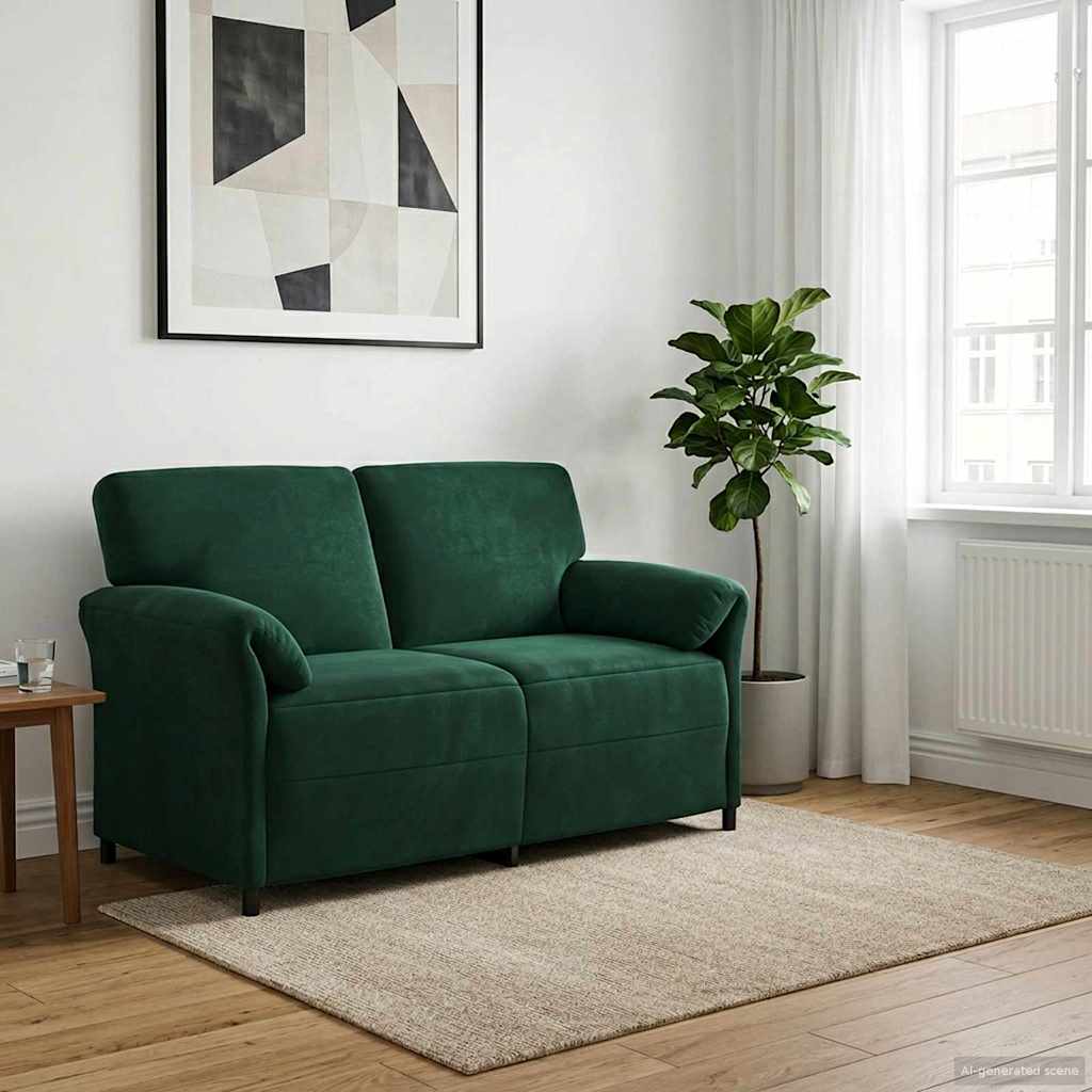 2-personers sofa Mørkegrøn 158 x 83 x 95 cm Fløjl billede