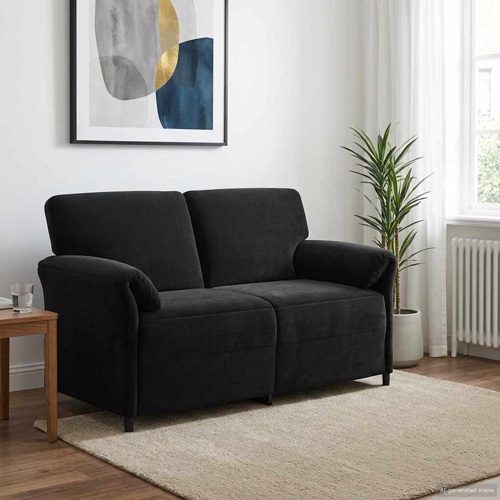 vidaXL 2-personers sofa Sort 158 x 83 x 95 cm Fløjl