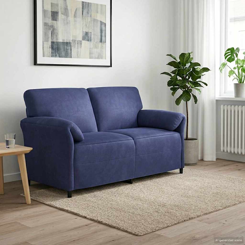 2-personers sofa Politi blå 158 x 83 x 95 cm Fløjl billede