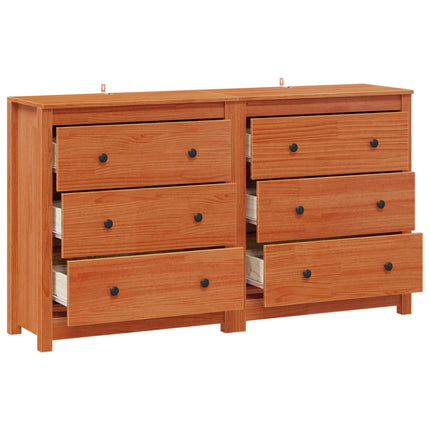 Sideboard 2 pcs VoksBrun 140 x 35 x 80 cm Massivt fyrretræ