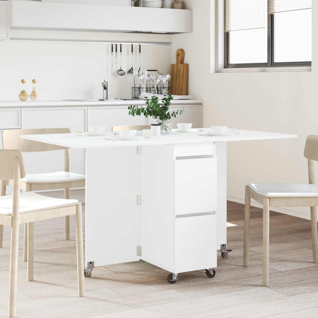 Spisebord 140 x 80 x 77 cm Konstrueret træ Hvid Rektangulær