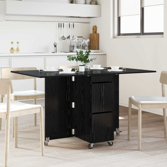 Spisebord 140 x 80 x 77 cm Konstrueret træ Sort eg Rektangulær