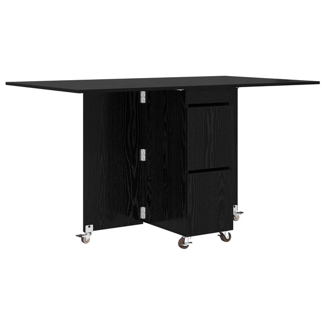 Spisebord 140 x 80 x 77 cm Konstrueret træ Sort eg Rektangulær