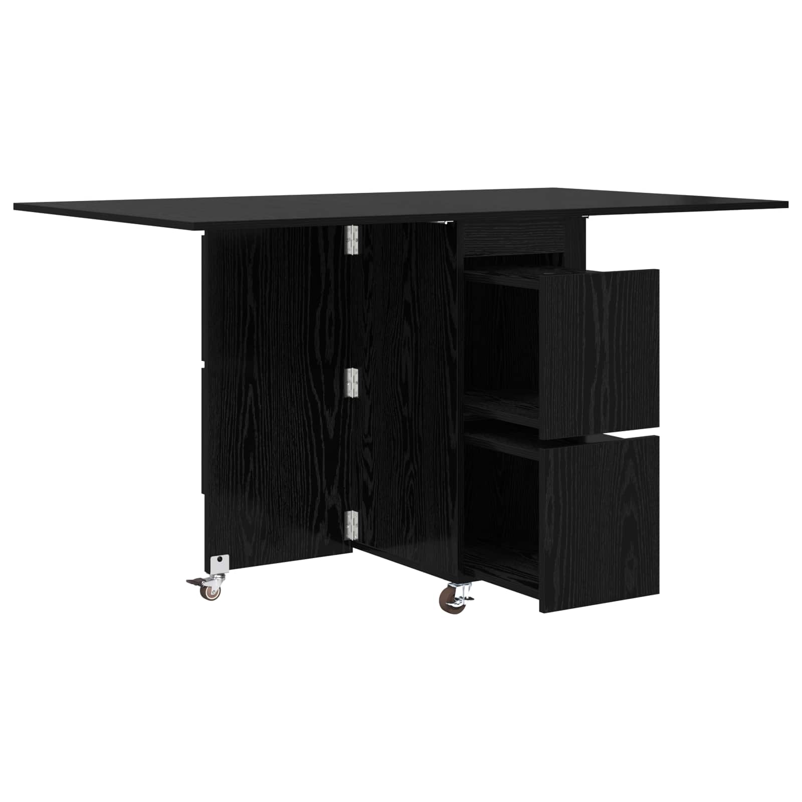 Spisebord 2 pcs 140 x 80 x 77 cm Konstrueret træ Sort eg