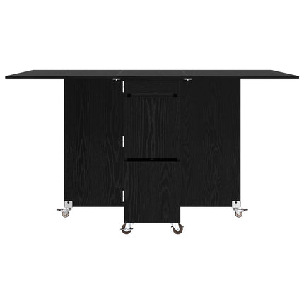 Spisebord 140 x 80 x 77 cm Konstrueret træ Sort eg Rektangulær