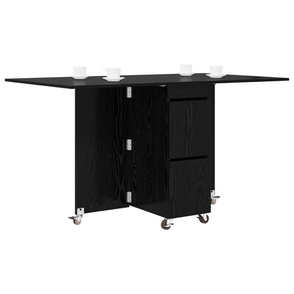 Spisebord 140 x 80 x 77 cm Konstrueret træ Sort eg Rektangulær