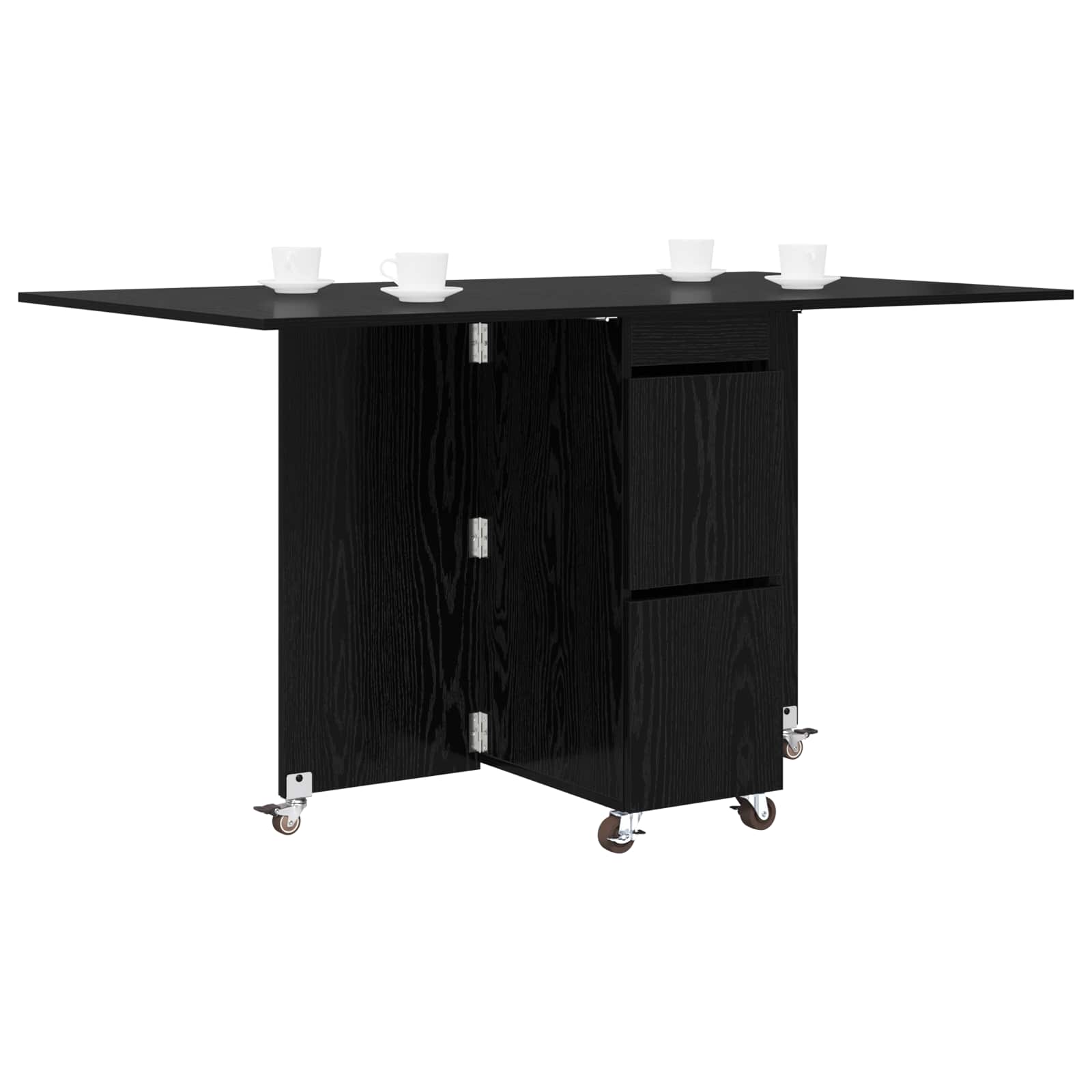 Spisebord 2 pcs 140 x 80 x 77 cm Konstrueret træ Sort eg