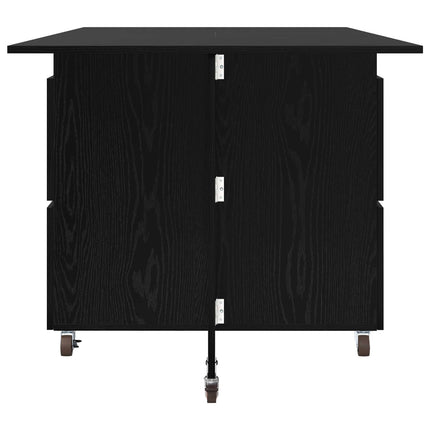 Spisebord 140 x 80 x 77 cm Konstrueret træ Sort eg Rektangulær