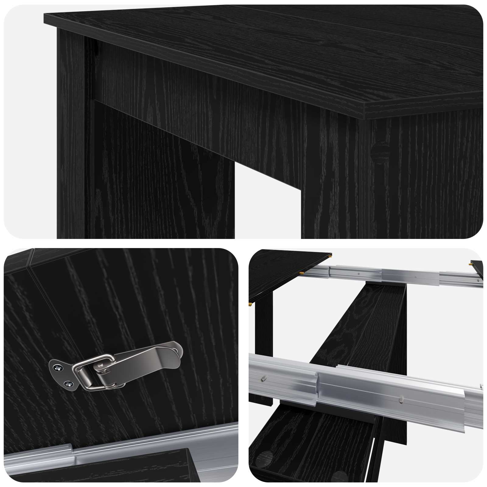 Spisebord 180 x 85 x 75 cm Konstrueret træ Sort eg Rektangulær