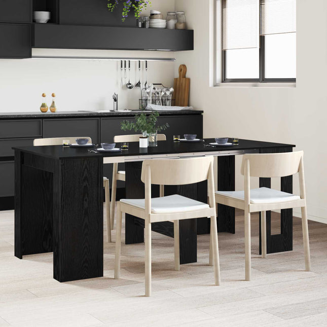 Spisebord 180 x 85 x 75 cm Konstrueret træ Sort eg Rektangulær