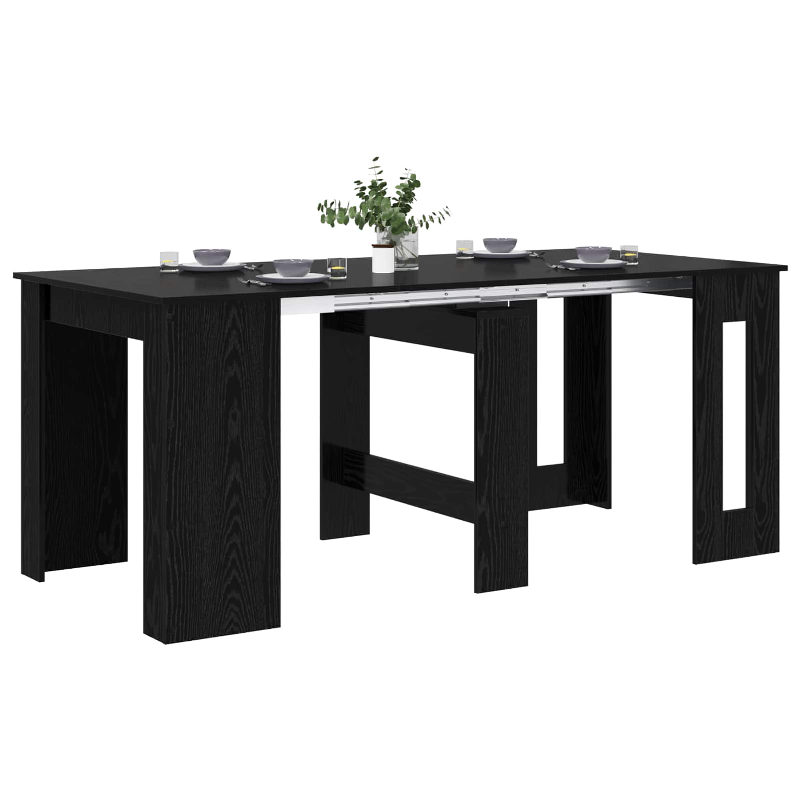 Spisebord 180 x 85 x 75 cm Konstrueret træ Sort eg Rektangulær