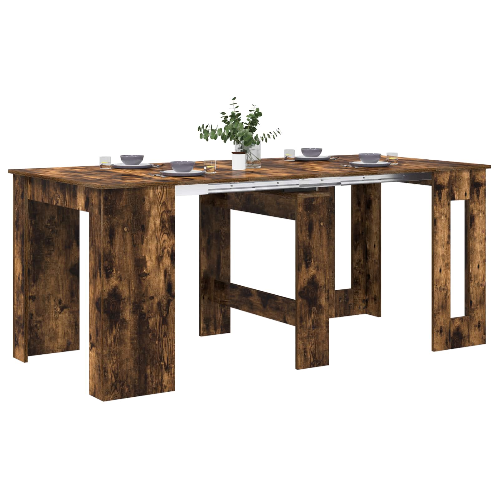 Spisebord 180 x 85 x 75 cm Konstrueret træ Røget eg Rektangulær