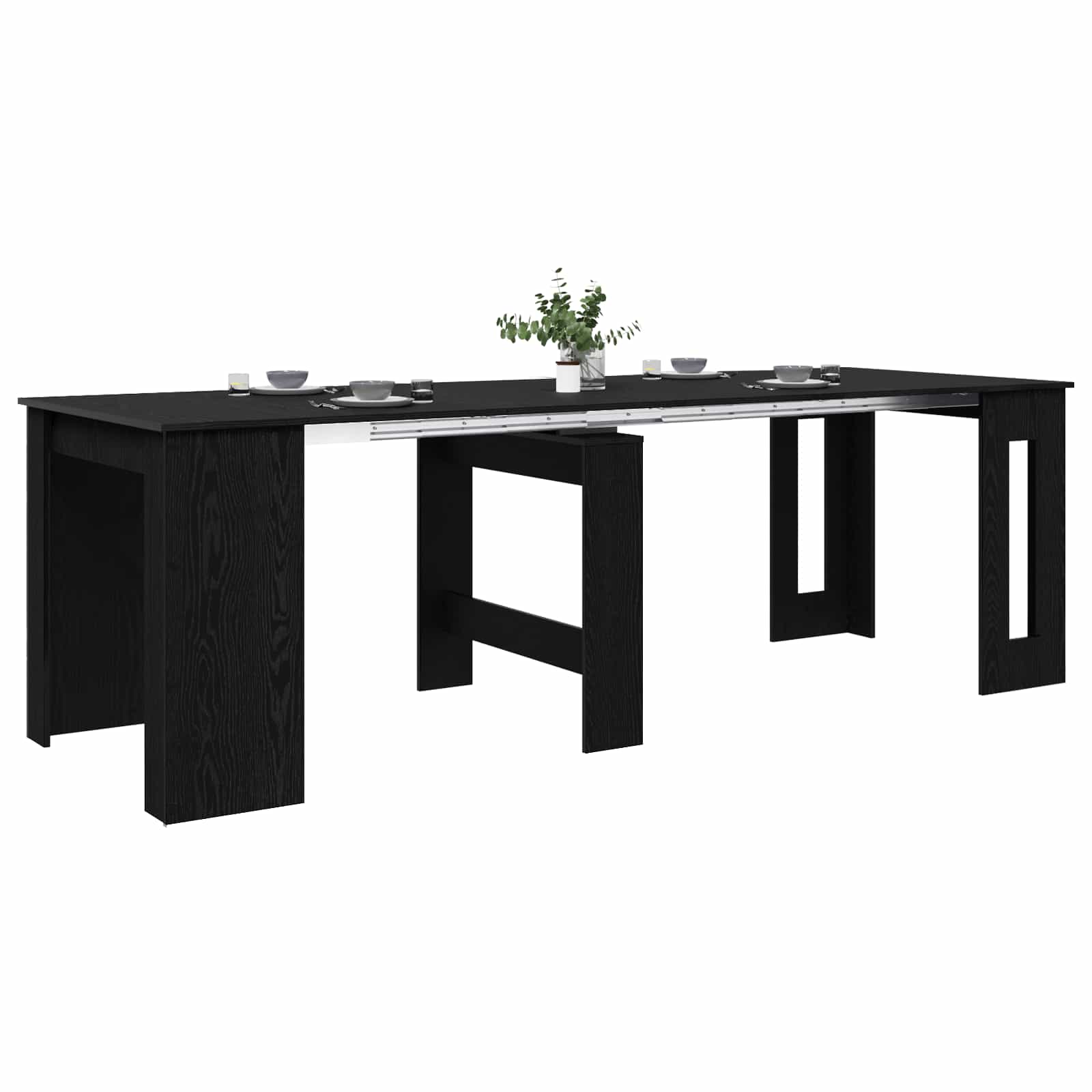 Spisebord 240 x 85 x 75 cm Konstrueret træ Sort eg Rektangulær