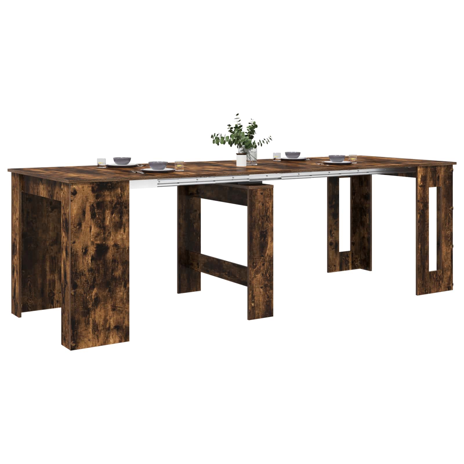 Spisebord 240 x 85 x 75 cm Konstrueret træ Røget eg Rektangulær