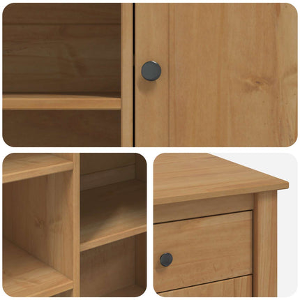 Køkkenvogn med hylde PANAMA 2 pcs Honning Voks 112 x 77 x 90 cm