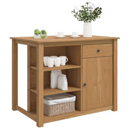Køkkenvogn med hylde PANAMA 2 pcs Honning Voks 112 x 77 x 90 cm