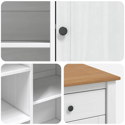 Køkkenvogn PANAMA 2 pcs Hvid og Honning Voks 112 x 77 x 90 cm