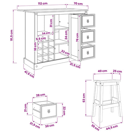 Køkkenopbevaring 2 stk. Hvid og Honning Voks 112 x 77 x 90 cm