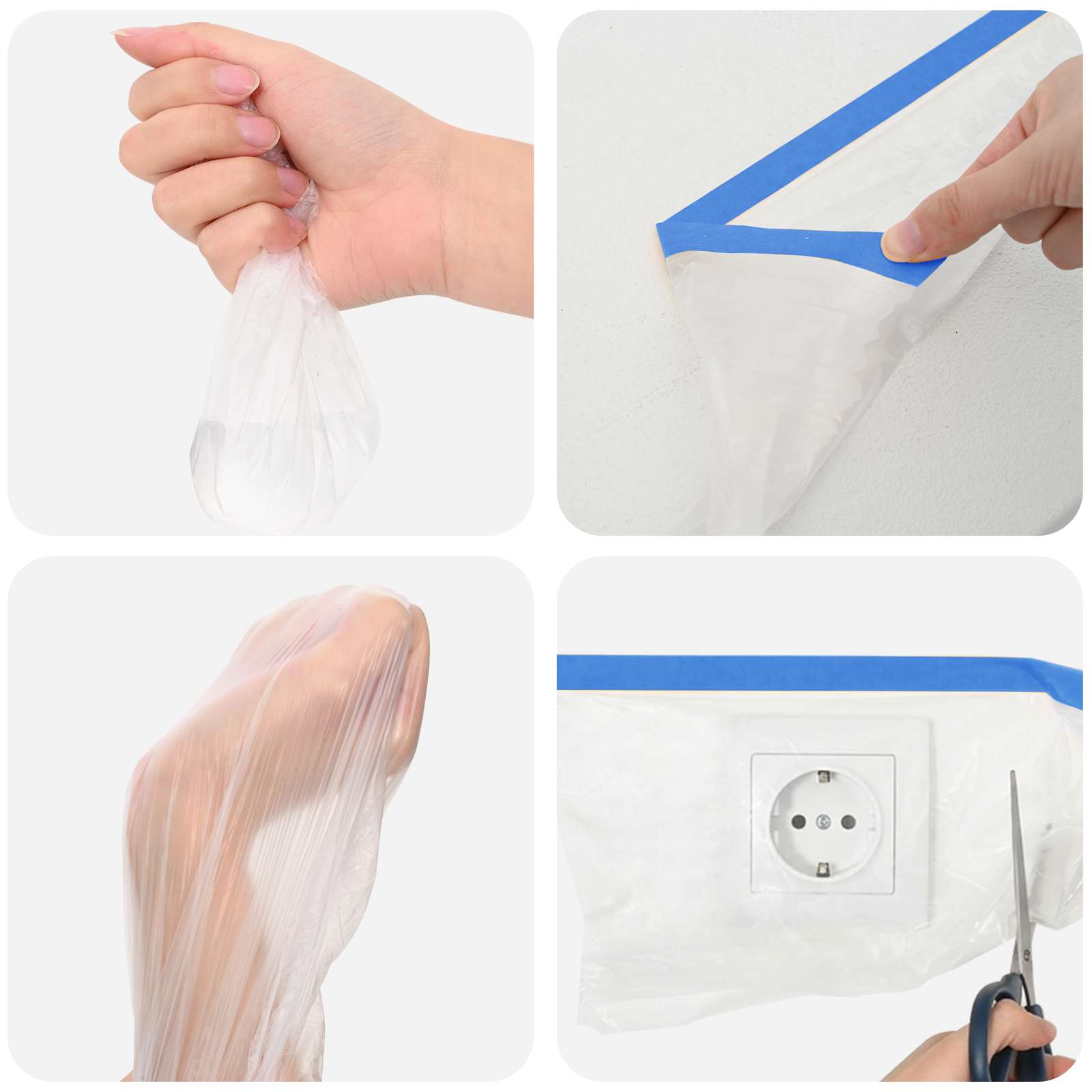 Maske film med klæbende tape 6 pcs Gennemsigtig og blå