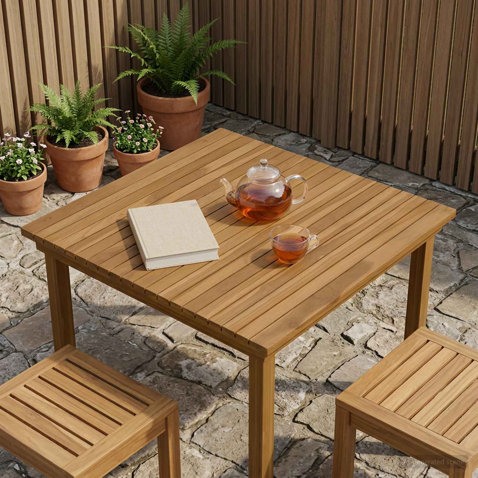 Bordplade 80 x 80 x 3,5 cm Firkantet Massiv Teaktræ Naturfarvet