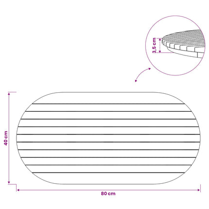 Bordplade 80 x 40 x 3,5 cm Oval Massiv Teaktræ Naturfarvet