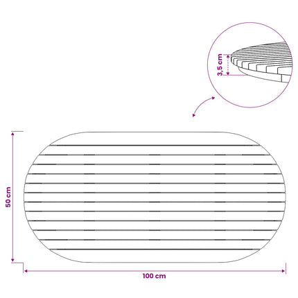 Bordplade 100 x 50 x 3,5 cm Oval Massiv Teaktræ Naturfarvet
