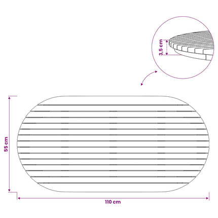 Bordplade 110 x 55 x 3,5 cm Oval Massiv Teaktræ Naturfarvet