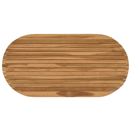 Bordplade 110 x 55 x 3,5 cm Oval Massiv Teaktræ Naturfarvet