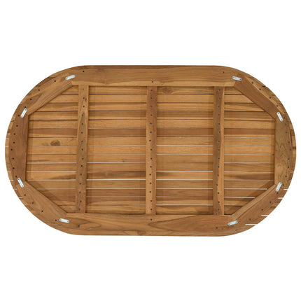 Bordplade 120 x 70 x 3,5 cm Oval Massiv Teaktræ Naturfarvet