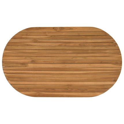 Bordplade 120 x 70 x 3,5 cm Oval Massiv Teaktræ Naturfarvet
