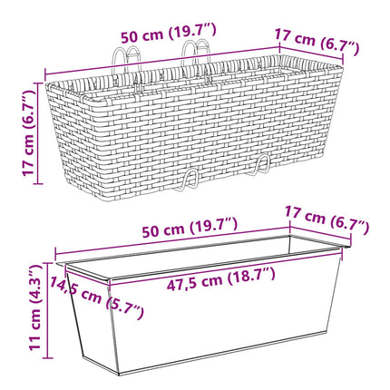 Gelænder 2 pcs 50 x 17 x 17 cm Metal