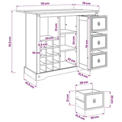 Køkkenopbevaring Honning Voks 112 x 70 x 91,5 cm Massiv fyr