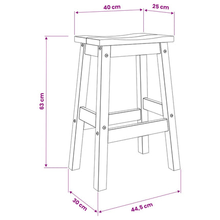 Barbænk 2 stk. Hvid og Honning Voks 44 x 30 x 63 cm Massiv fyr
