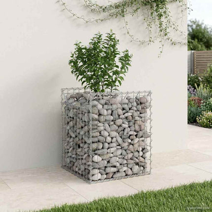 Gabion højbed 50 x 50 x 60 cm Galvaniseret stål Sølv