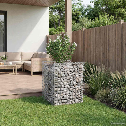 Gabion højbed 50 x 50 x 60 cm Galvaniseret stål Sølv