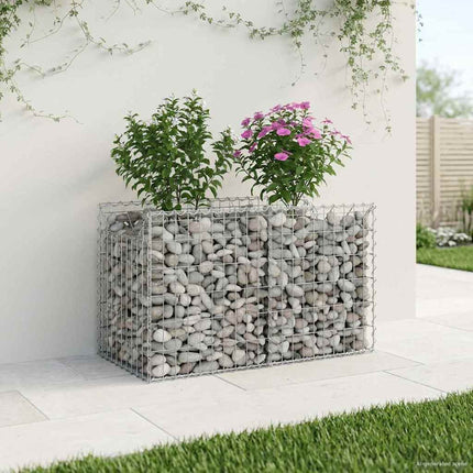 Gabion højbed 100 x 50 x 60 cm Galvaniseret stål Sølv