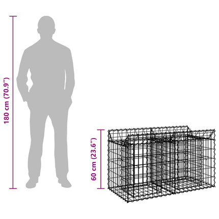 Gabion højbed 100 x 50 x 60 cm Galvaniseret stål Sølv