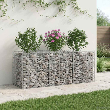 Gabion højbed 150 x 50 x 60 cm Galvaniseret stål Sølv