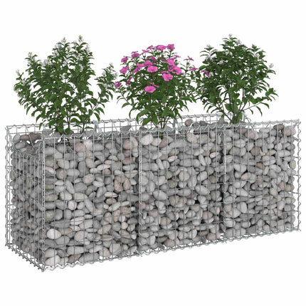 Gabion højbed 150 x 50 x 60 cm Galvaniseret stål Sølv