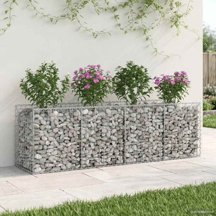 Gabion højbed 200 x 50 x 60 cm Galvaniseret stål Sølv
