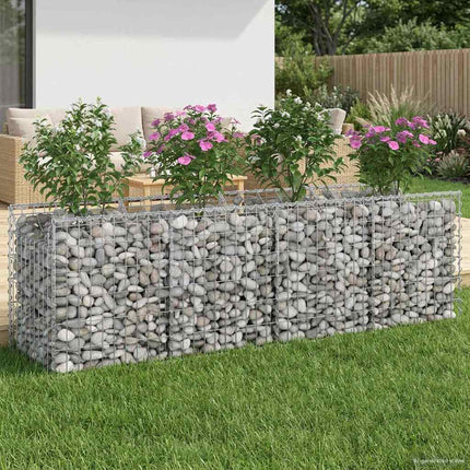 Gabion højbed 200 x 50 x 60 cm Galvaniseret stål Sølv